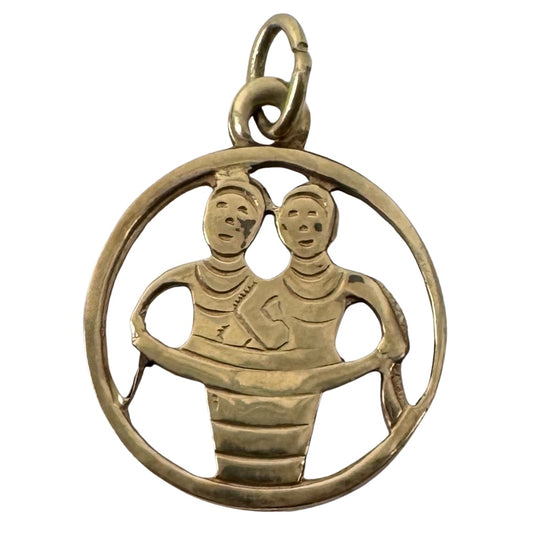 V I N T A G E // the twins / 14k yellow gold Gemini twins zodiac / a pendant