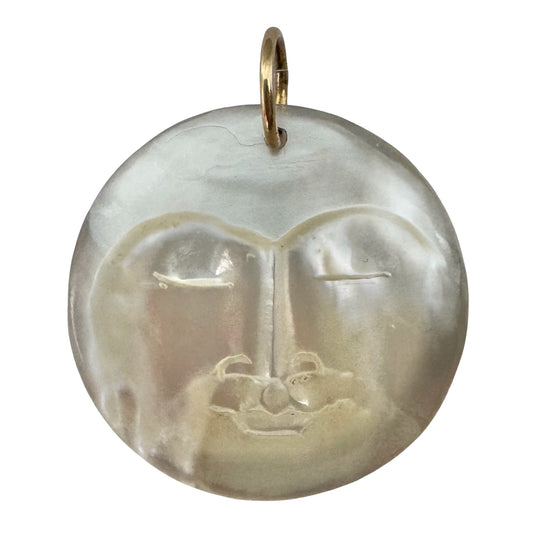 V I N T A G E // 1970s moon / carved mother of pearl moon + 14k bail / a pendant