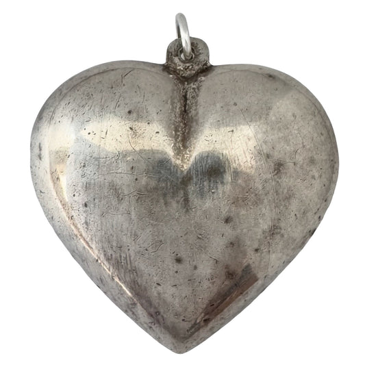 V I N T A G E // love over time / sterling silver puffy heart / a large hollow pendant