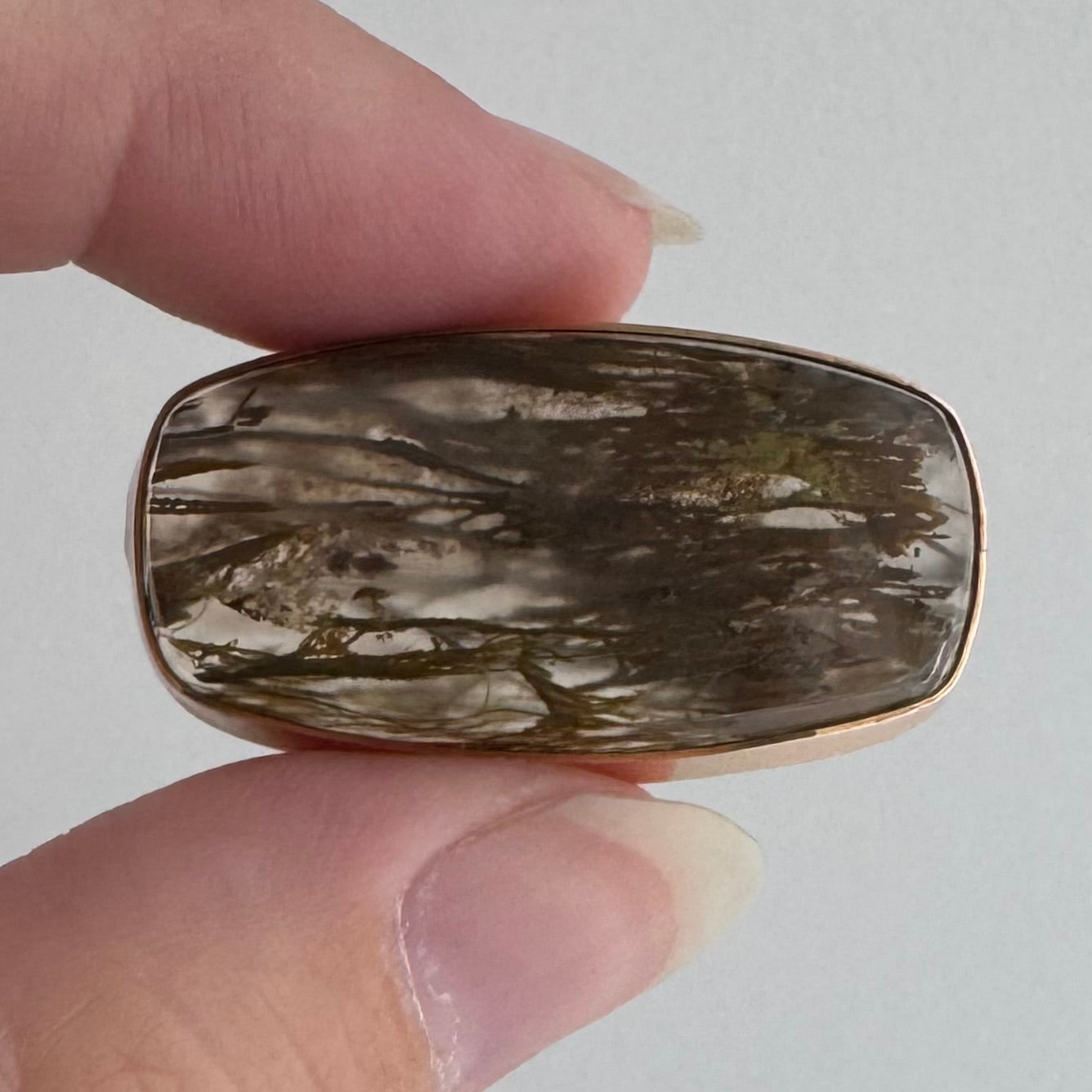 reimagined A N T I Q U E // stone or sea / 10k and agate east west pendant / a brooch conversion