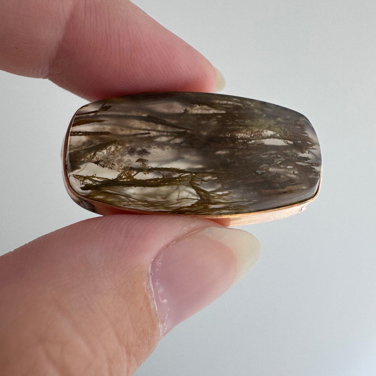 reimagined A N T I Q U E // stone or sea / 10k and agate east west pendant / a brooch conversion