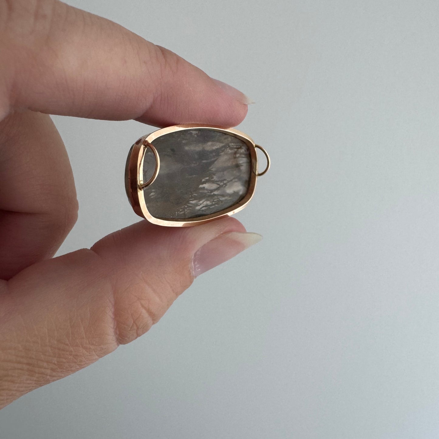 reimagined A N T I Q U E // stone or sea / 10k and agate east west pendant / a brooch conversion