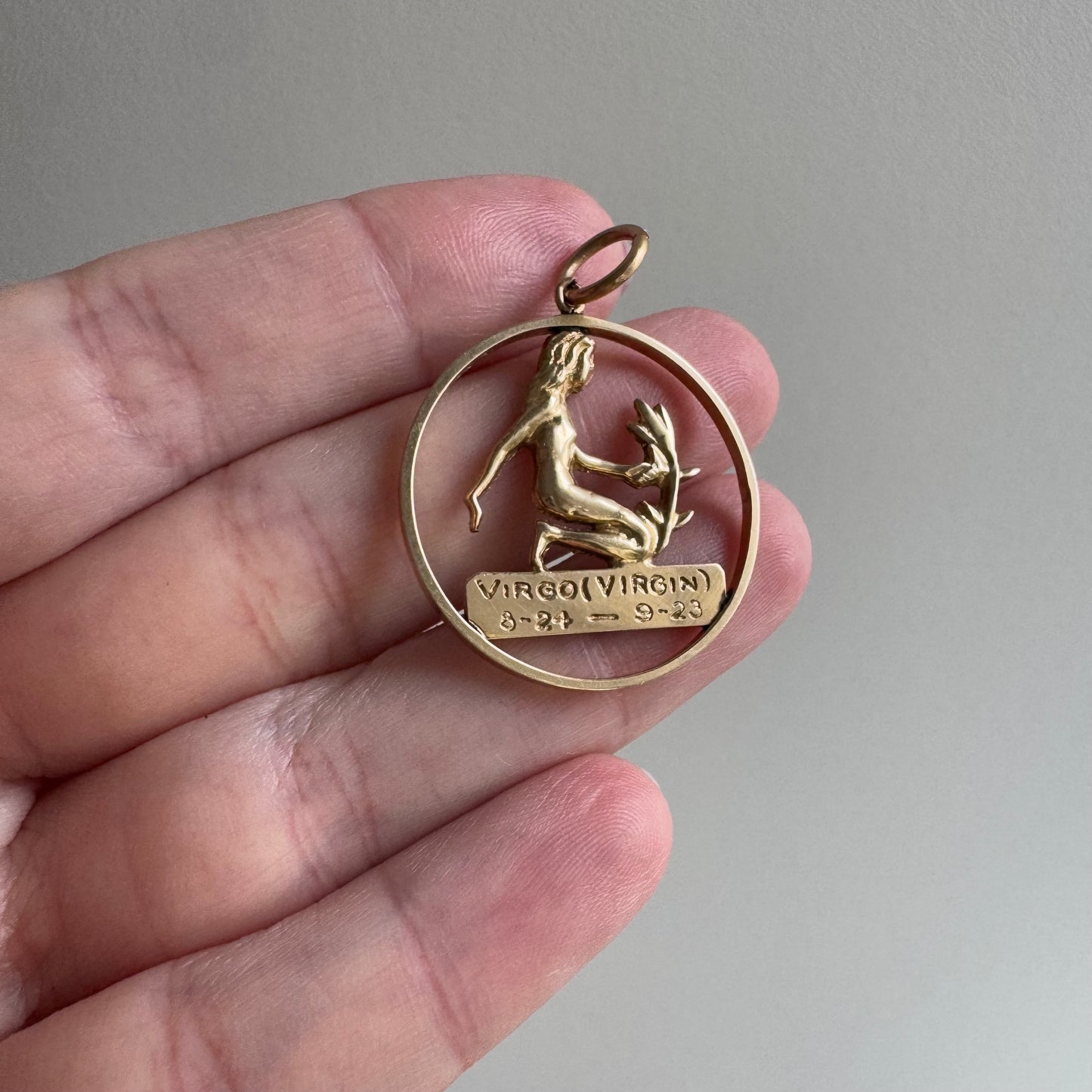 V I N T A G E // lady virgo / 14k yellow gold Libra zodiac / a larger pendant