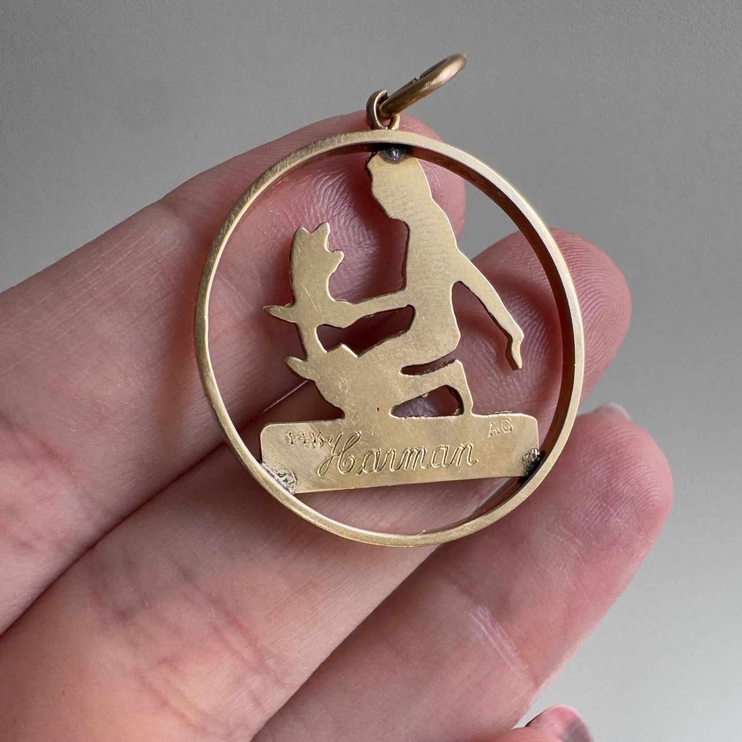 V I N T A G E // lady virgo / 14k yellow gold Libra zodiac / a larger pendant