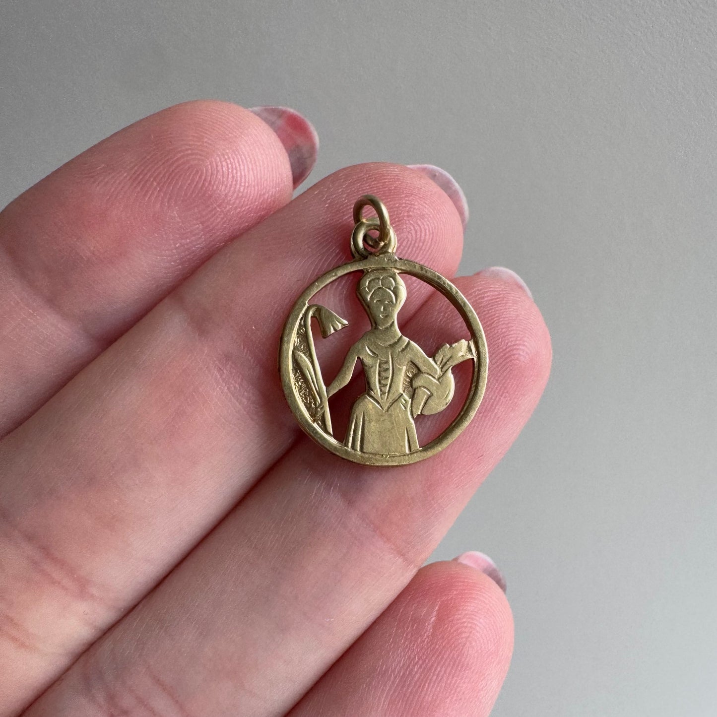 V I N T A G E // lady of the earth / 14k yellow gold Virgo virgin zodiac / a pendant