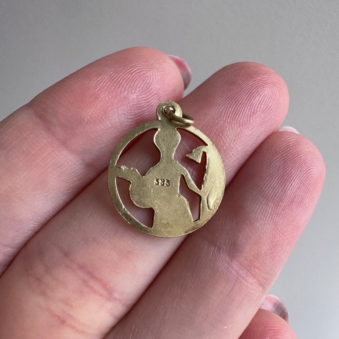 V I N T A G E // lady of the earth / 14k yellow gold Virgo virgin zodiac / a pendant