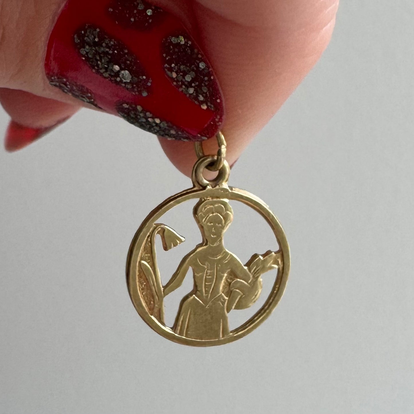 V I N T A G E // lady of the earth / 14k yellow gold Virgo virgin zodiac / a pendant