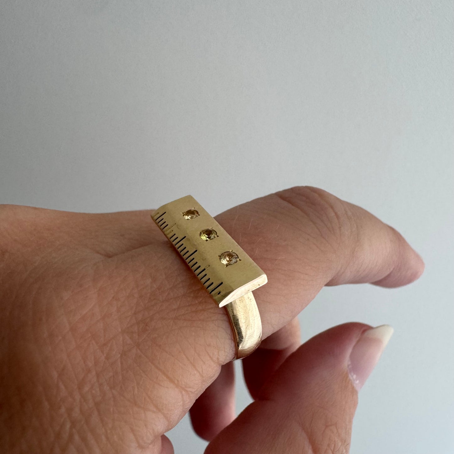 reimagined V I N T A G E // golden ruler / 10k and topaz ruler stackable ring / size 7.75+