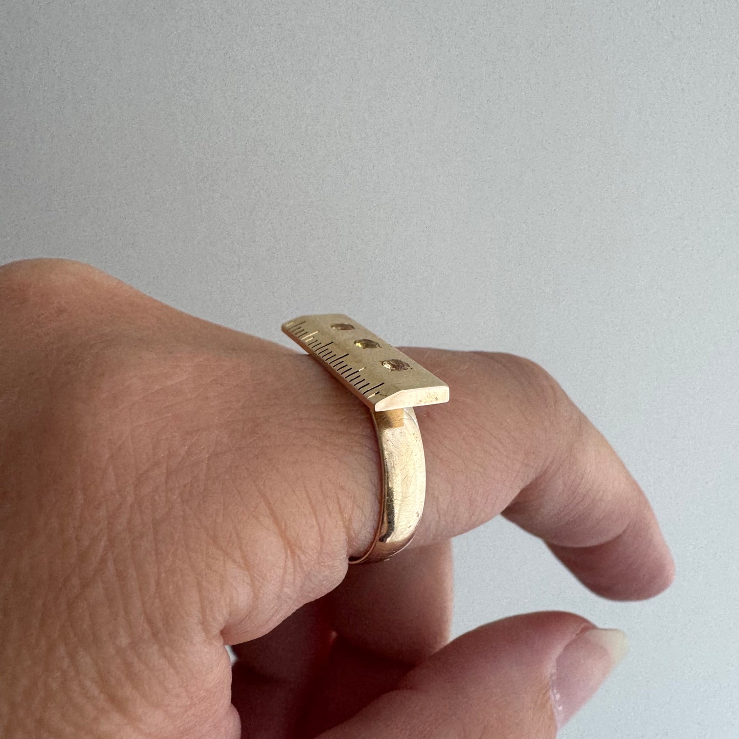 reimagined V I N T A G E // golden ruler / 10k and topaz ruler stackable ring / size 7.75+