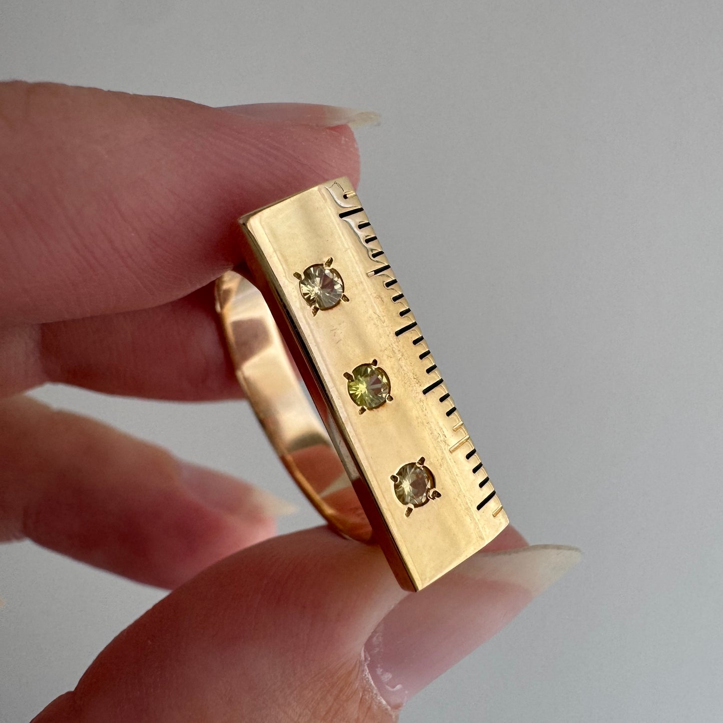 reimagined V I N T A G E // golden ruler / 10k and topaz ruler stackable ring / size 7.75+