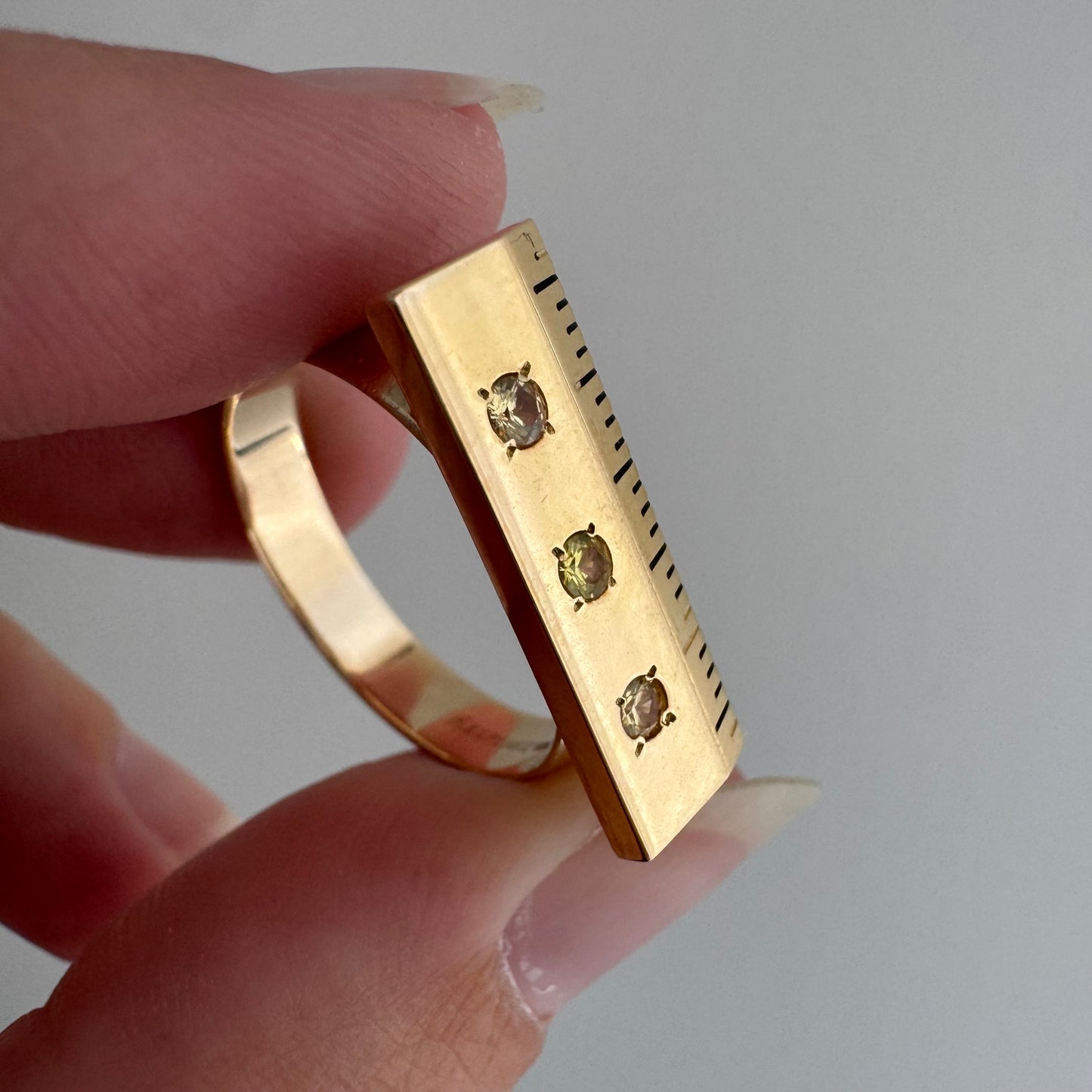 reimagined V I N T A G E // golden ruler / 10k and topaz ruler stackable ring / size 7.75+