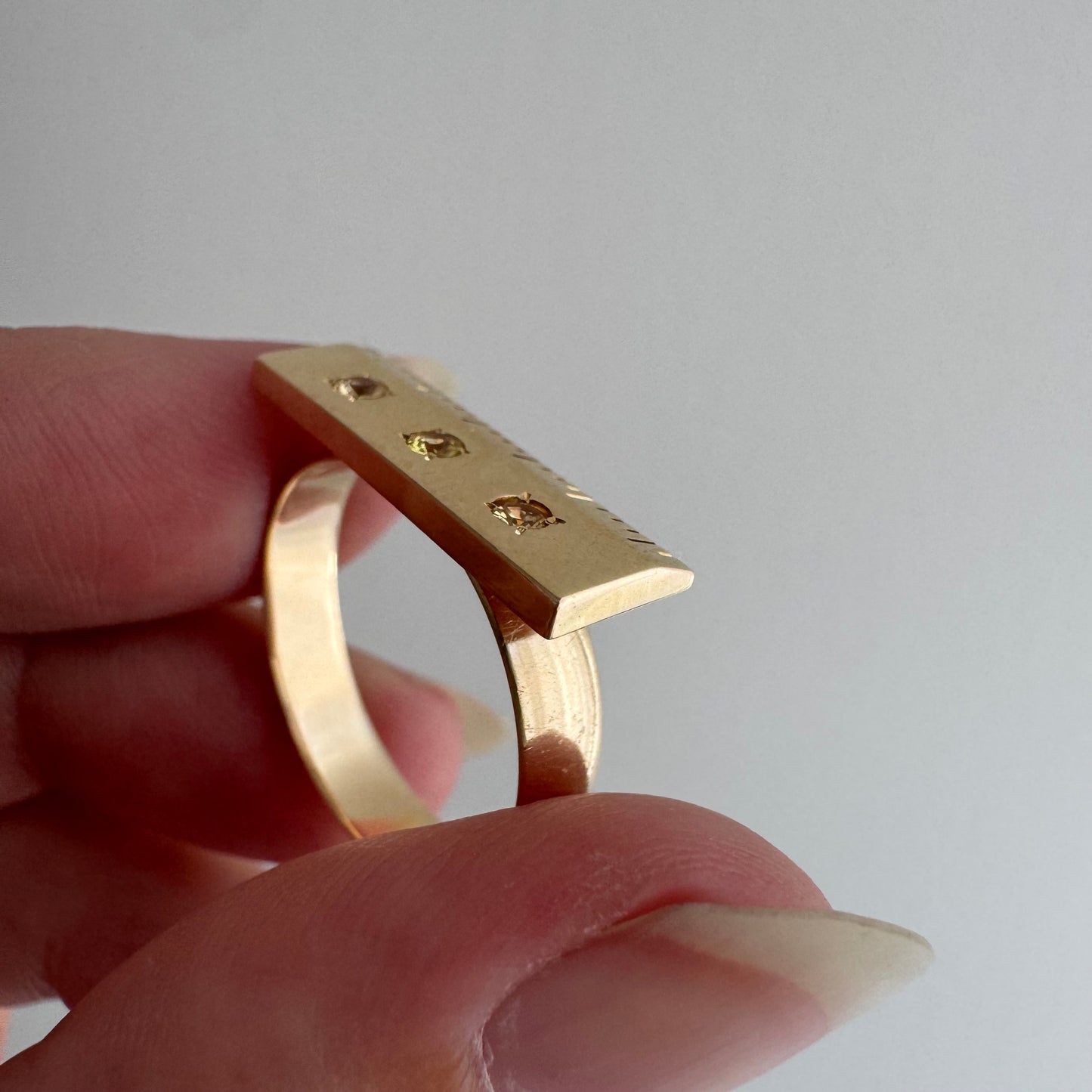 reimagined V I N T A G E // golden ruler / 10k and topaz ruler stackable ring / size 7.75+