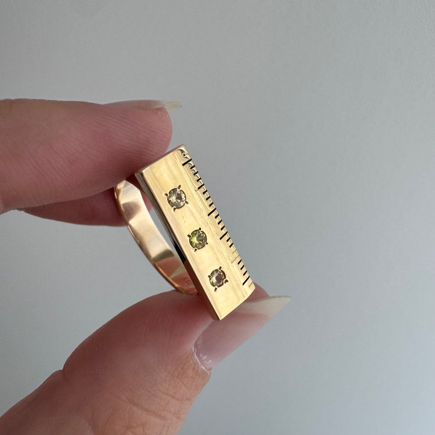 reimagined V I N T A G E // golden ruler / 10k and topaz ruler stackable ring / size 7.75+