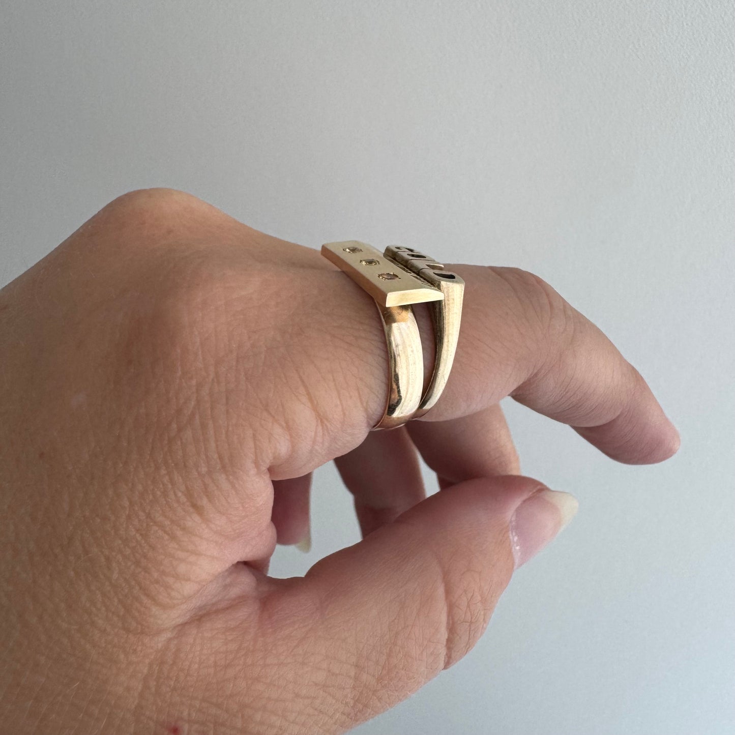 reimagined V I N T A G E // golden ruler / 10k and topaz ruler stackable ring / size 7.75+