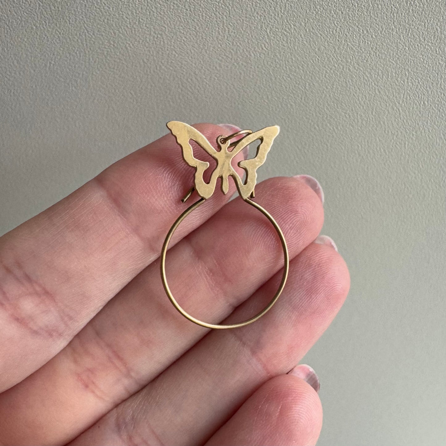 V I N T A G E // butterfly helper / 14k yellow gold charm holder connector / a charm holder