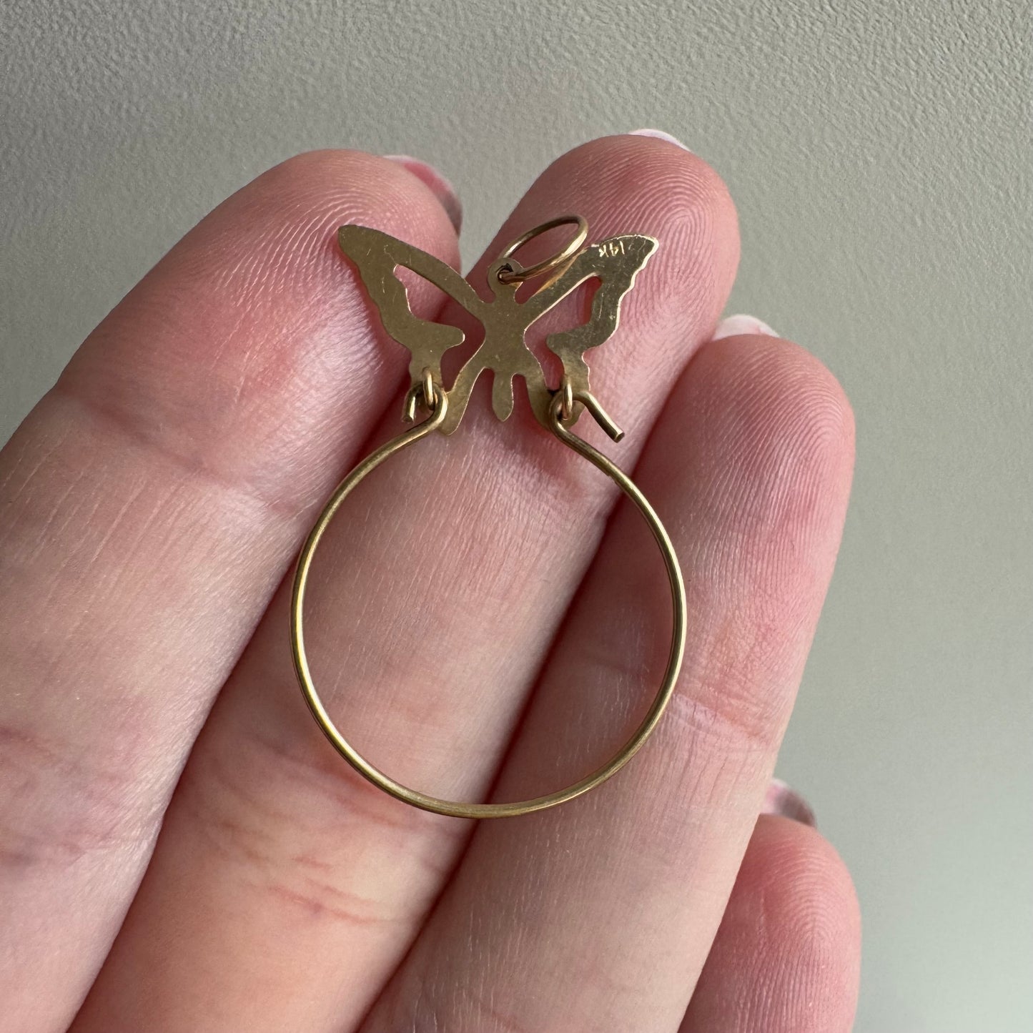 V I N T A G E // butterfly helper / 14k yellow gold charm holder connector / a charm holder