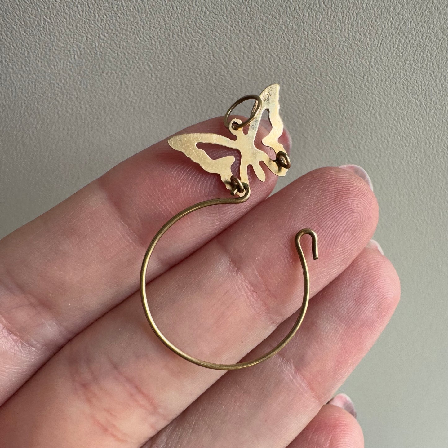 V I N T A G E // butterfly helper / 14k yellow gold charm holder connector / a charm holder