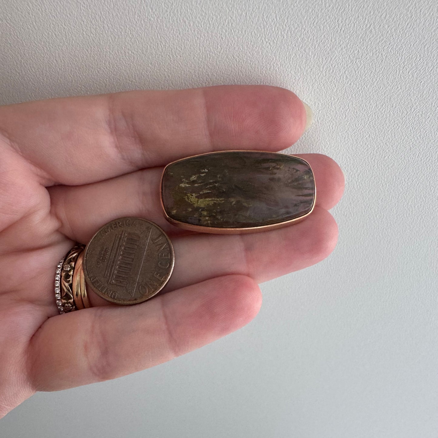 reimagined A N T I Q U E // stone or sea / 10k and agate east west pendant / a brooch conversion