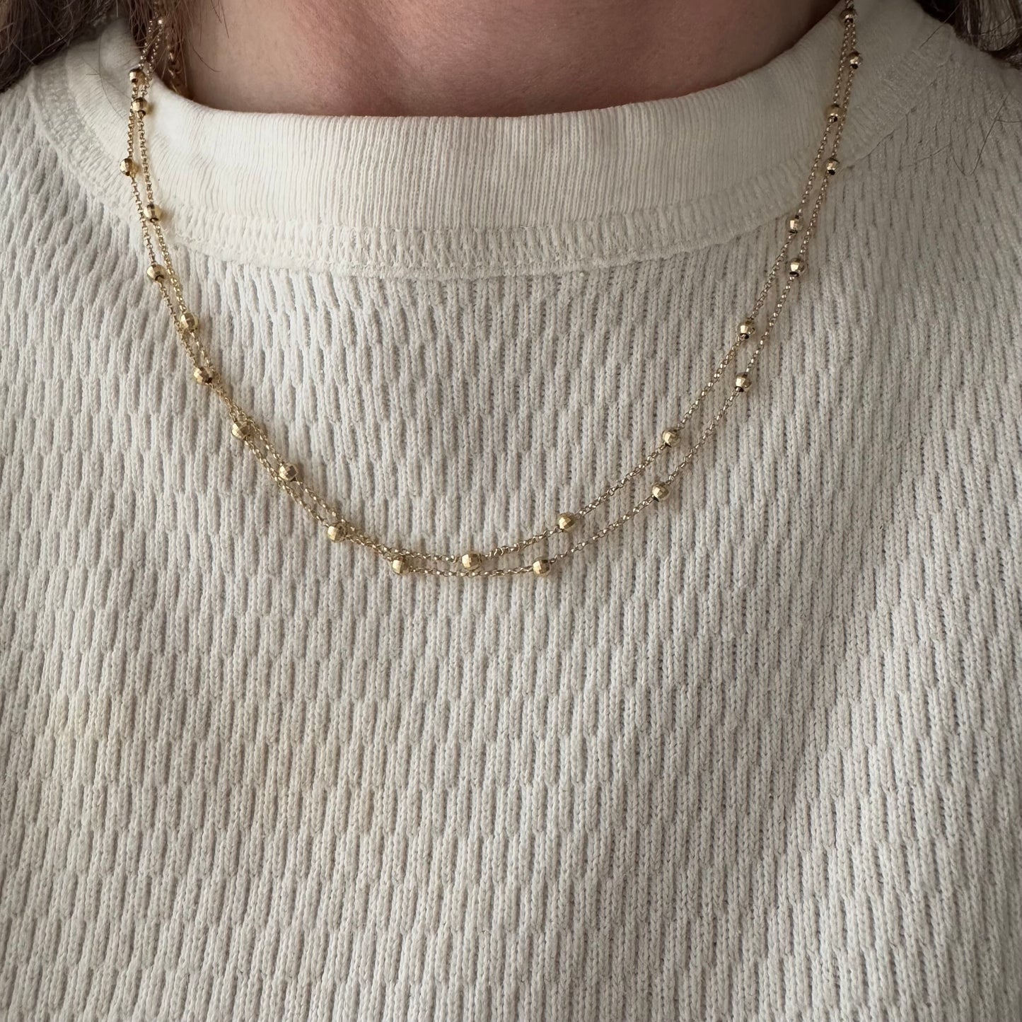 V I N T A G E // dainty disco / double stranded disco ball bead and rolo station chain / 17.75", 5.9g