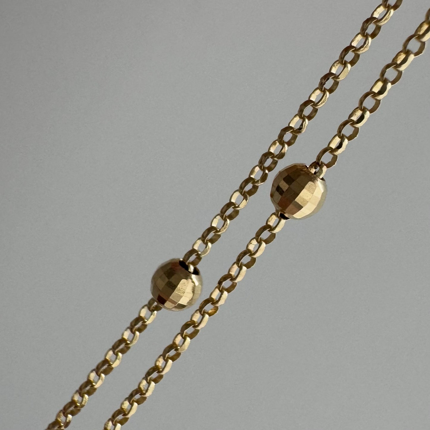 V I N T A G E // dainty disco / double stranded disco ball bead and rolo station chain / 17.75", 5.9g