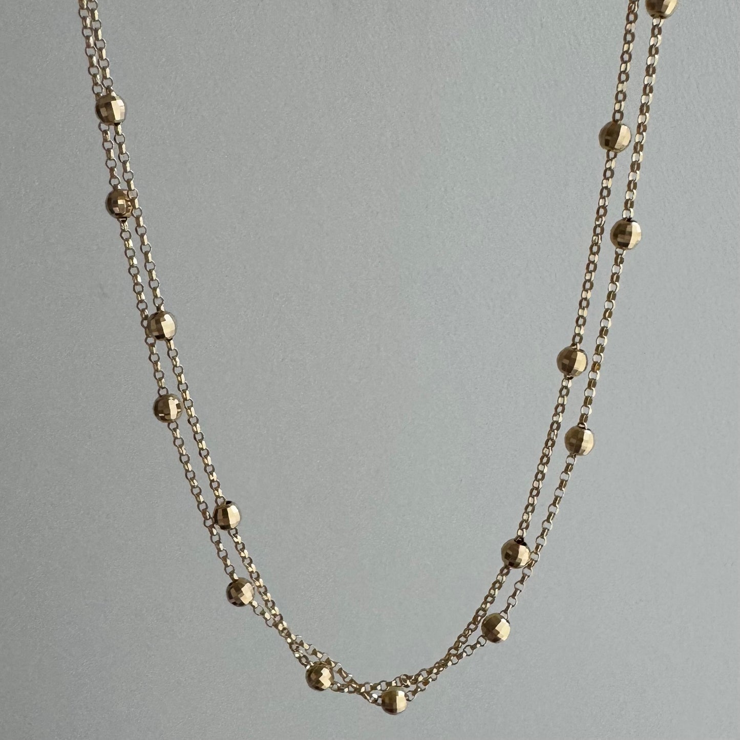 V I N T A G E // dainty disco / double stranded disco ball bead and rolo station chain / 17.75", 5.9g