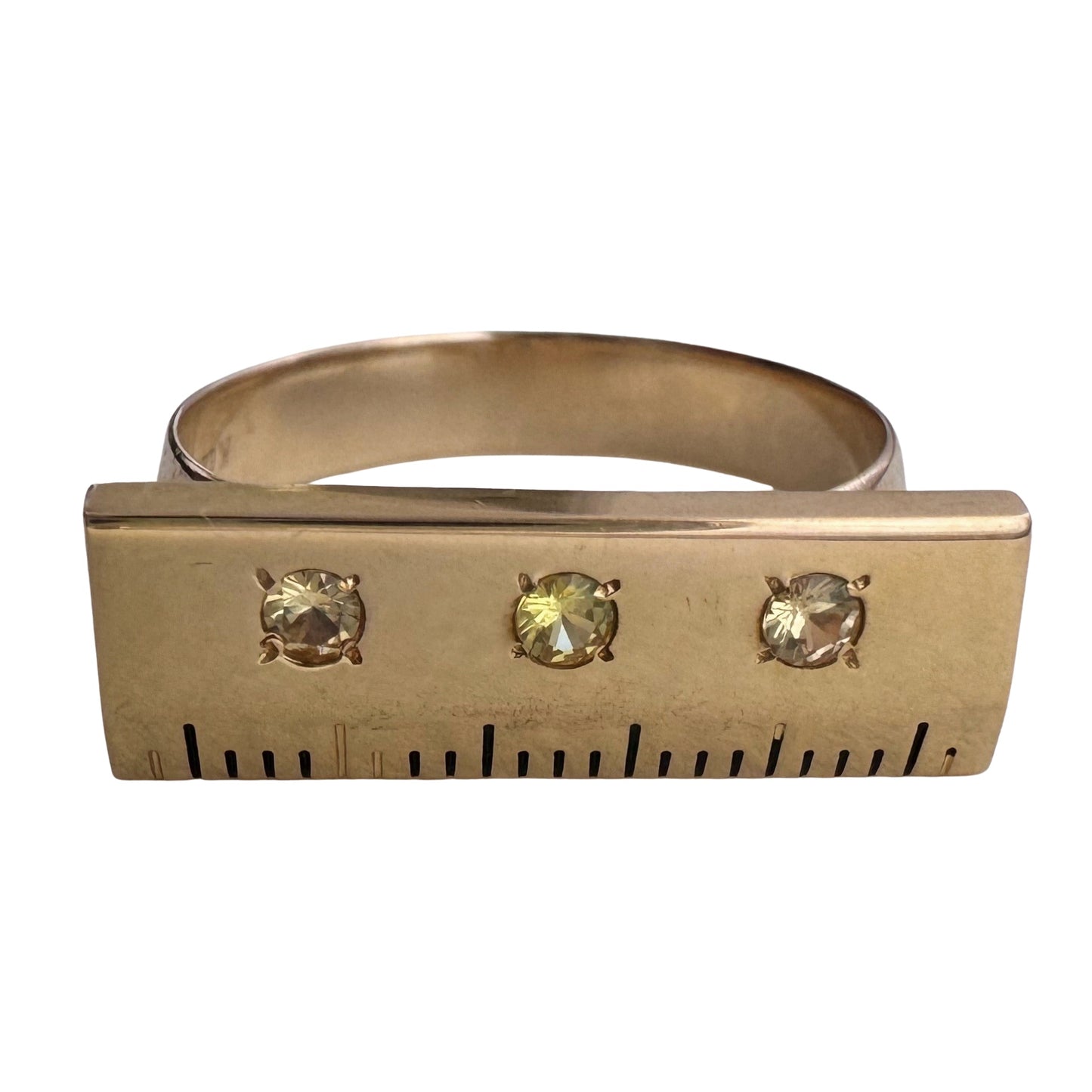 reimagined V I N T A G E // golden ruler / 10k and topaz ruler stackable ring / size 7.75+