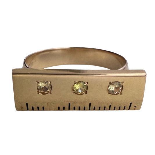 reimagined V I N T A G E // golden ruler / 10k and topaz ruler stackable ring / size 7.75+