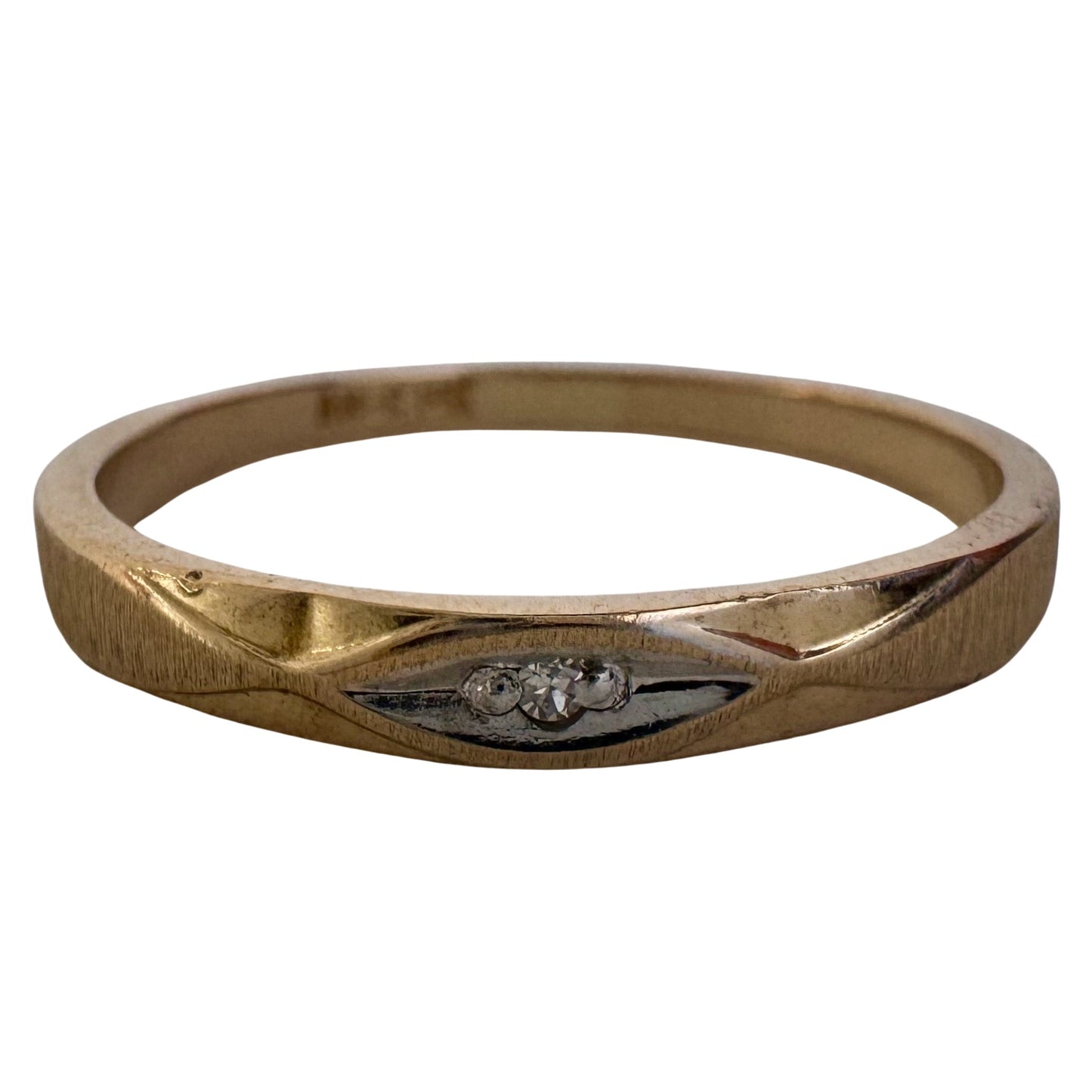 V I N T A G E // third eye / 14k yellow and white gold diamond solitaire band / size 5.75+