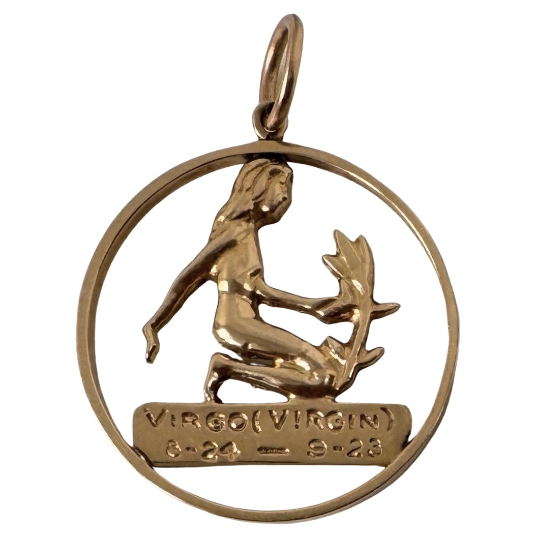 V I N T A G E // lady virgo / 14k yellow gold Libra zodiac / a larger pendant