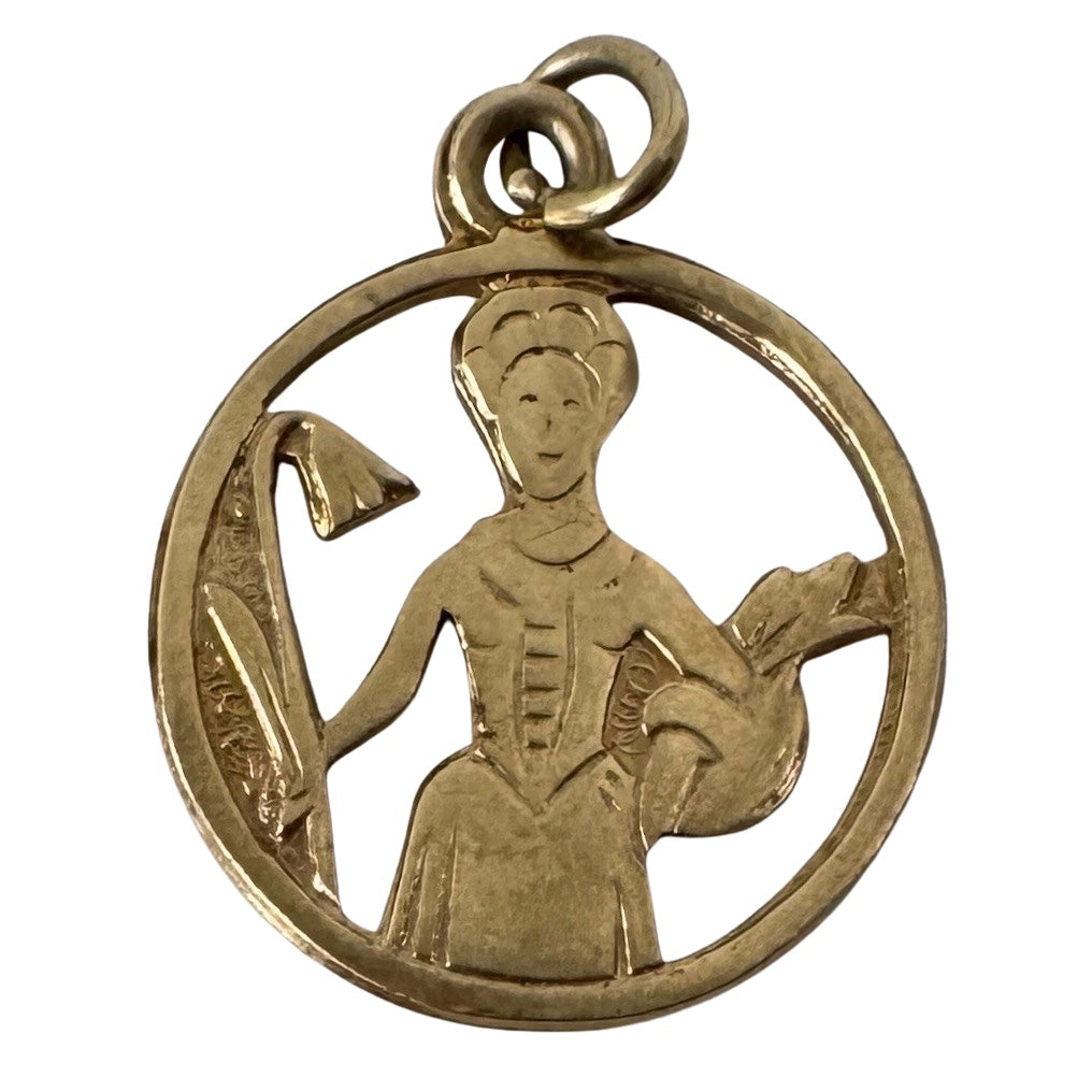 V I N T A G E // lady of the earth / 14k yellow gold Virgo virgin zodiac / a pendant