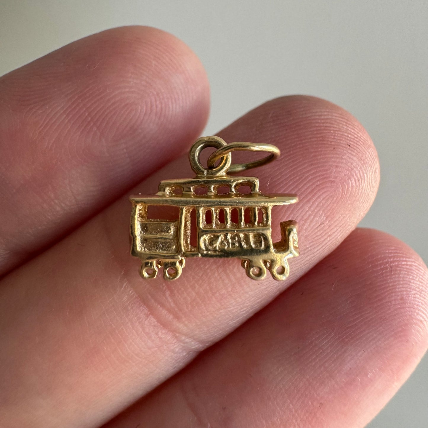 P R E - L O V E D // tiniest cable car / 14k 3D detailed cable car / a charm or dainty pendant