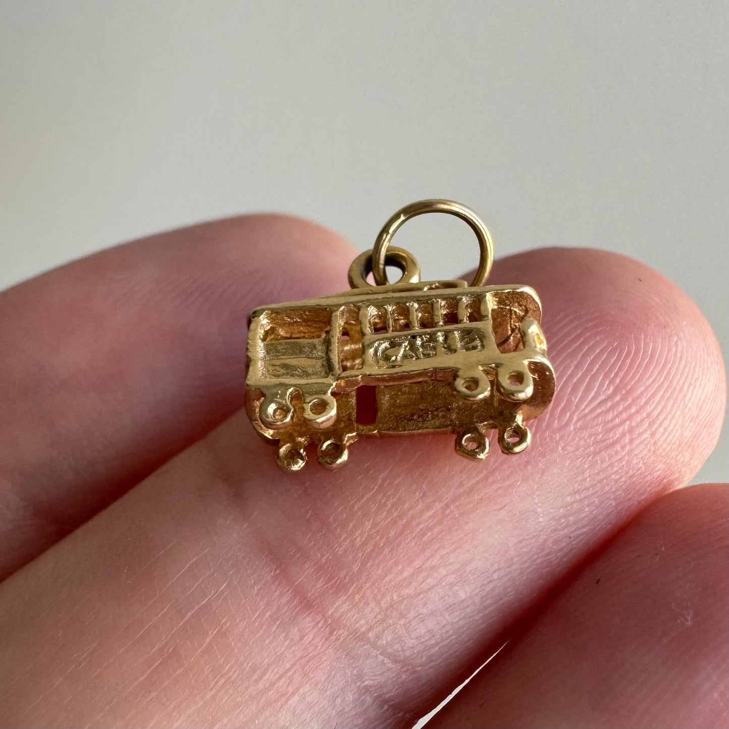 P R E - L O V E D // tiniest cable car / 14k 3D detailed cable car / a charm or dainty pendant