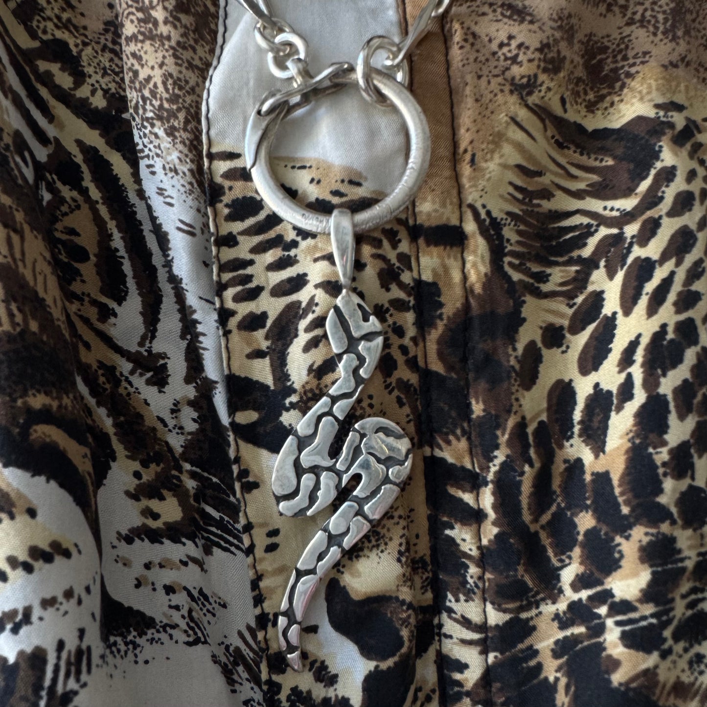 V I N T A G E / slithering topography / sterling silver snake / a pendant