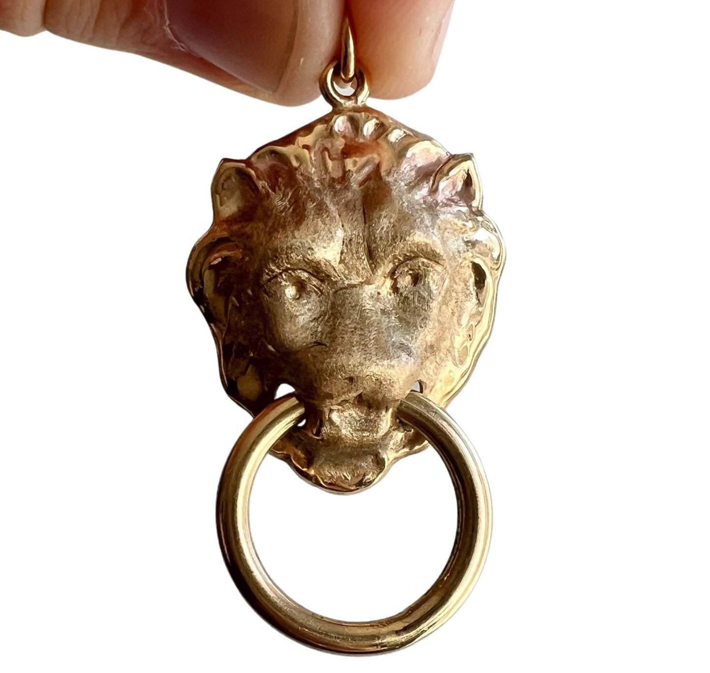 V I N T A G E // beastly door knocker / 14k yellow gold pendant or charm