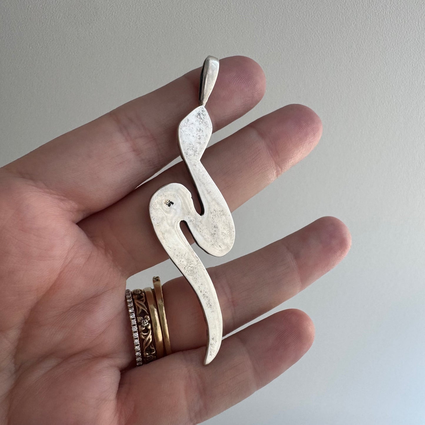 V I N T A G E / slithering topography / sterling silver snake / a pendant