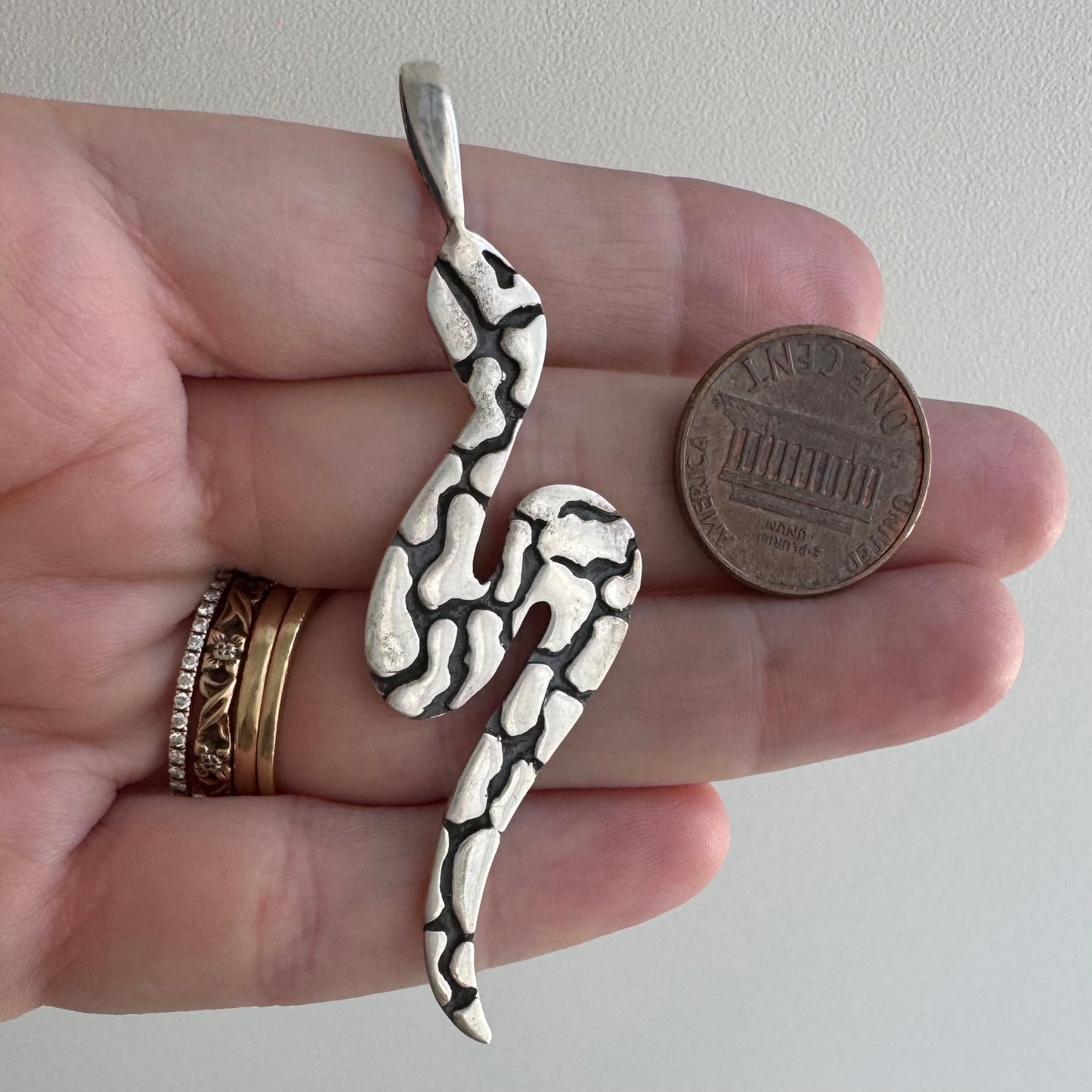 V I N T A G E / slithering topography / sterling silver snake / a pendant