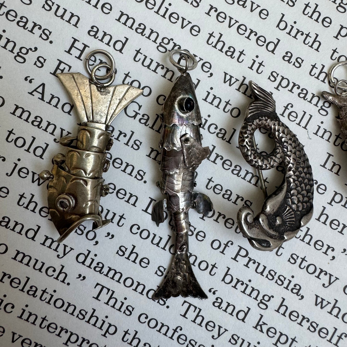 V I N T A G E // gone fishing / alpaca and sterling silver fish adornments