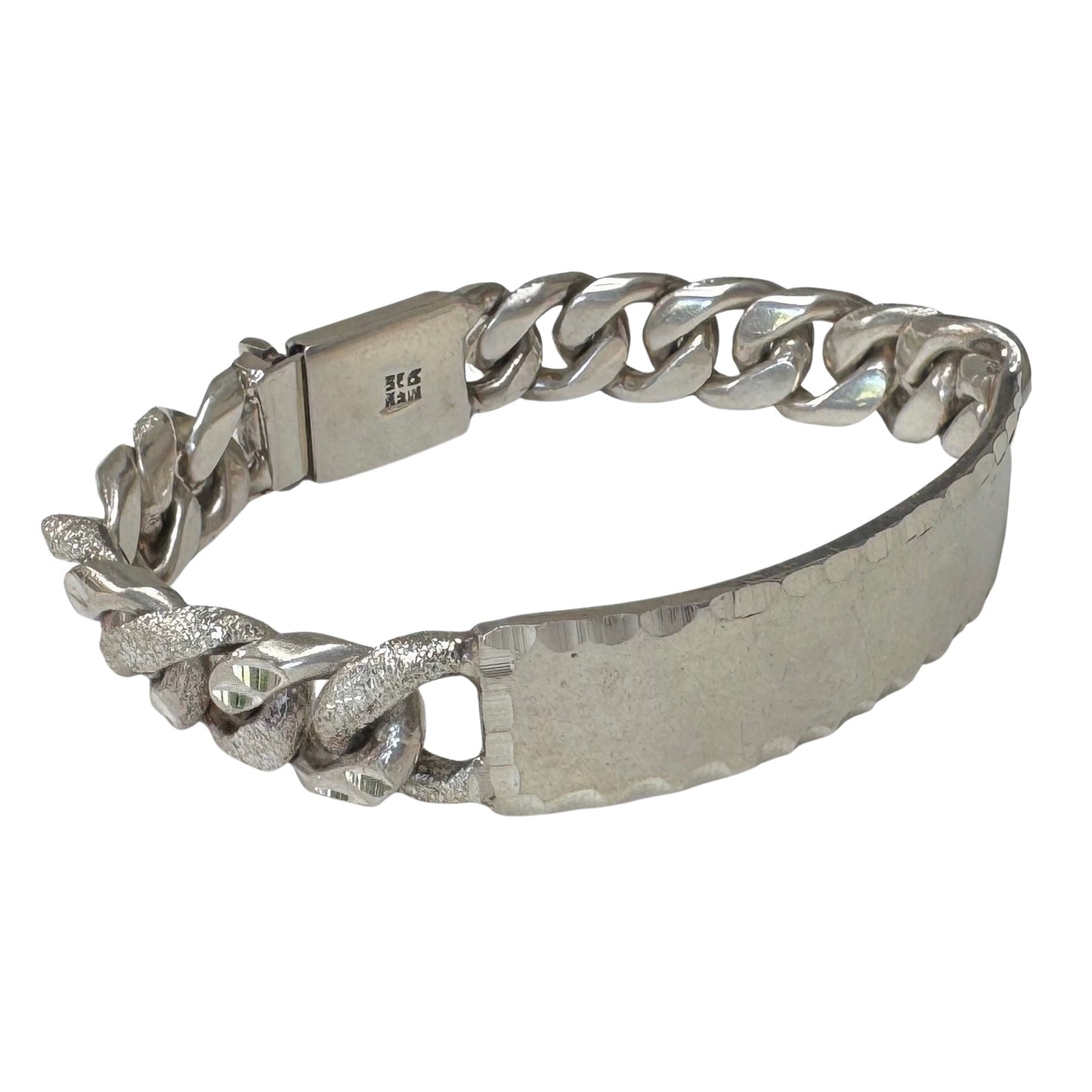 V I N T A G E // blank slate // sterling silver chunky heavy ID bracelet / 7.75", 63.5g
