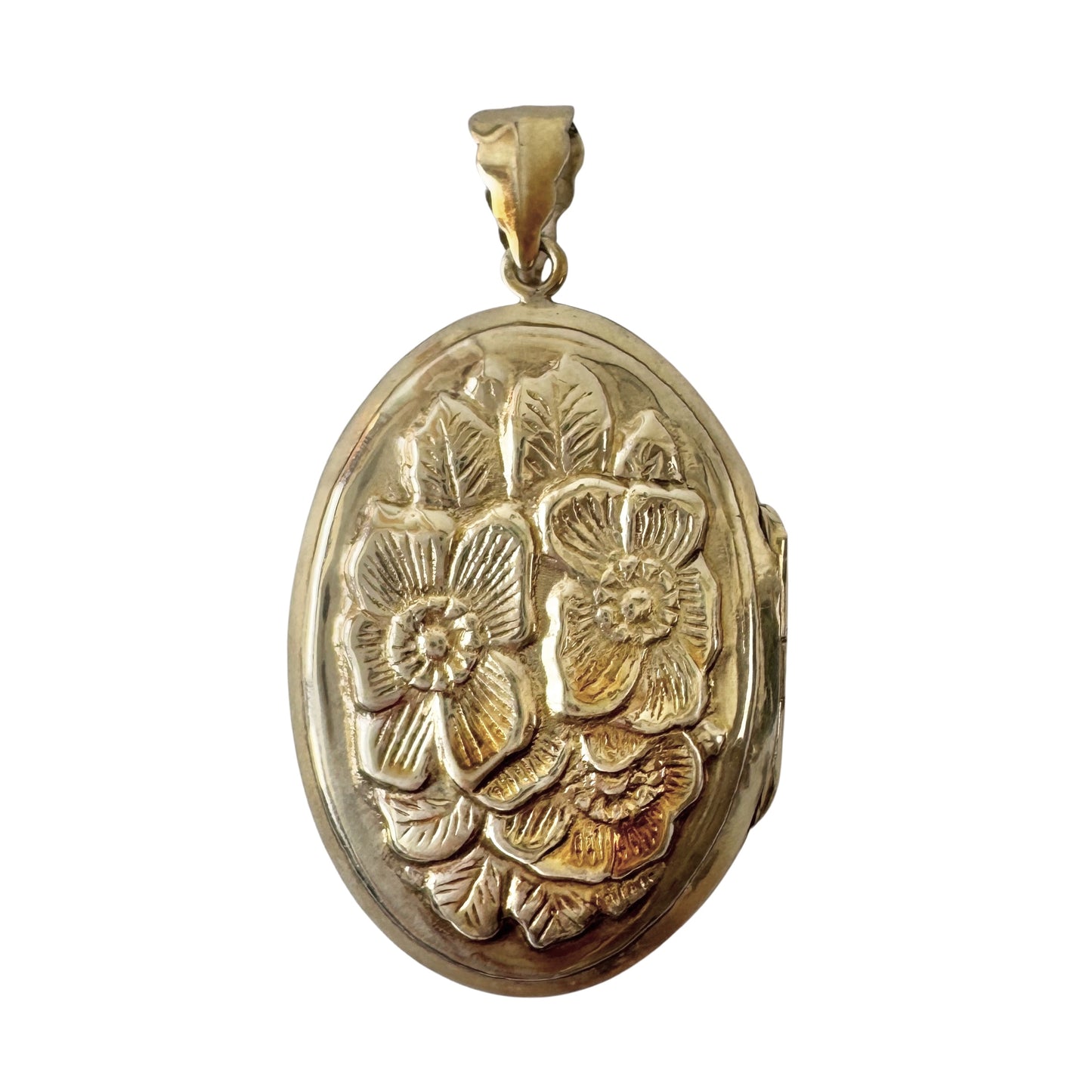 V I N T A G E // flower bunch / gold over sterling silver oval locket / a pendant