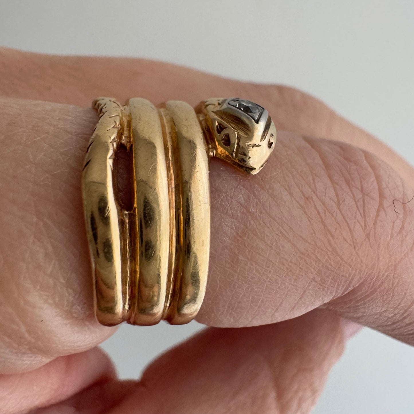 A N T I Q U E // wrap around friend / 10k and diamond wrap around snake ring / size 6.5ish