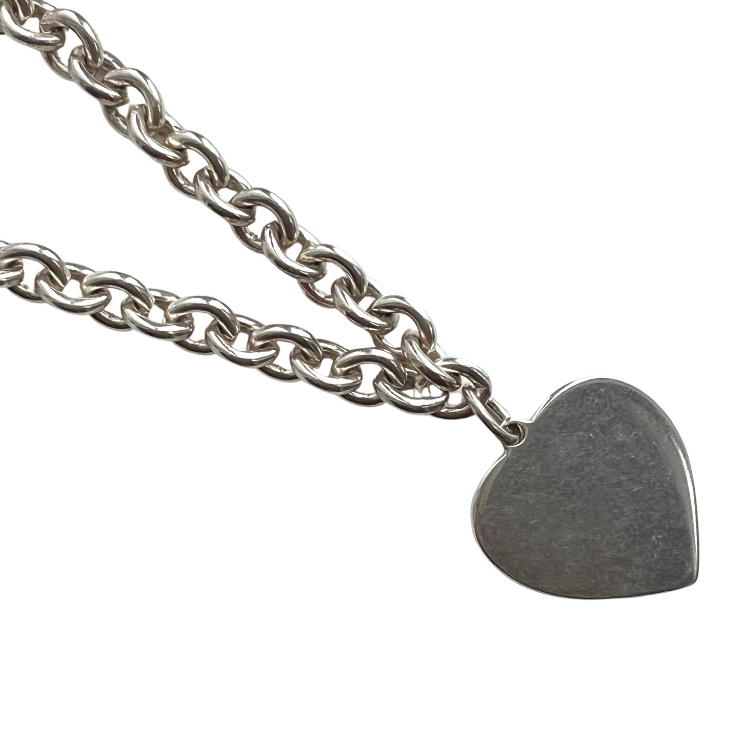 V I N T A G E // finest heart / super chunky silver cable chain and heart necklace / 18.5", 72g