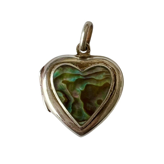 V I N T A G E // mermaid memories / sterling silver and abalone heart locket / a pendant