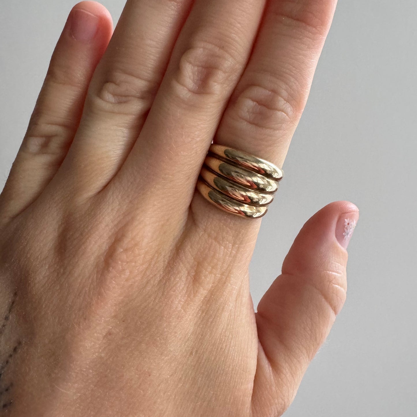 V I N T A G E // stack illusion / 10k yellow gold instant stack wide band / size 6-6.25