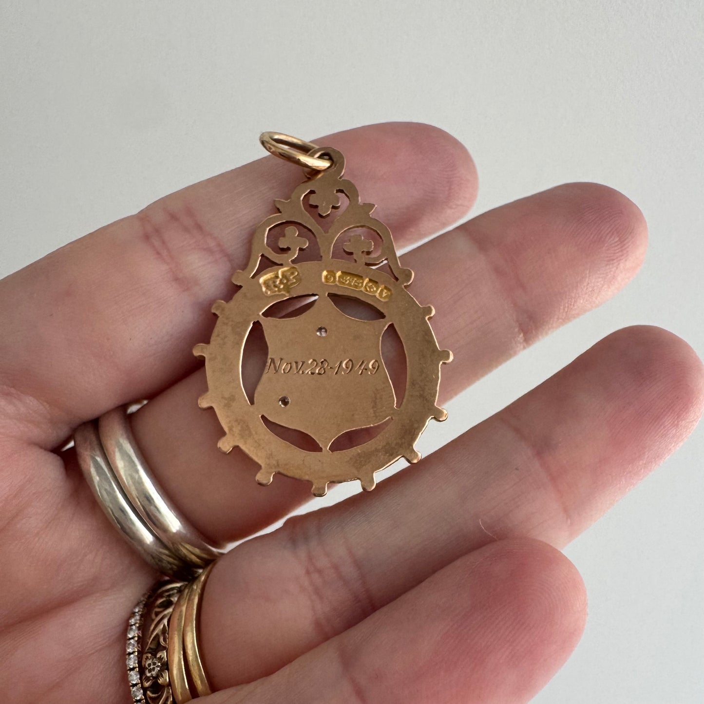 reimagined V I N T A G E // the best witch / 9k + diamonds witch flying on a broom in the night sky / a medal or pendant