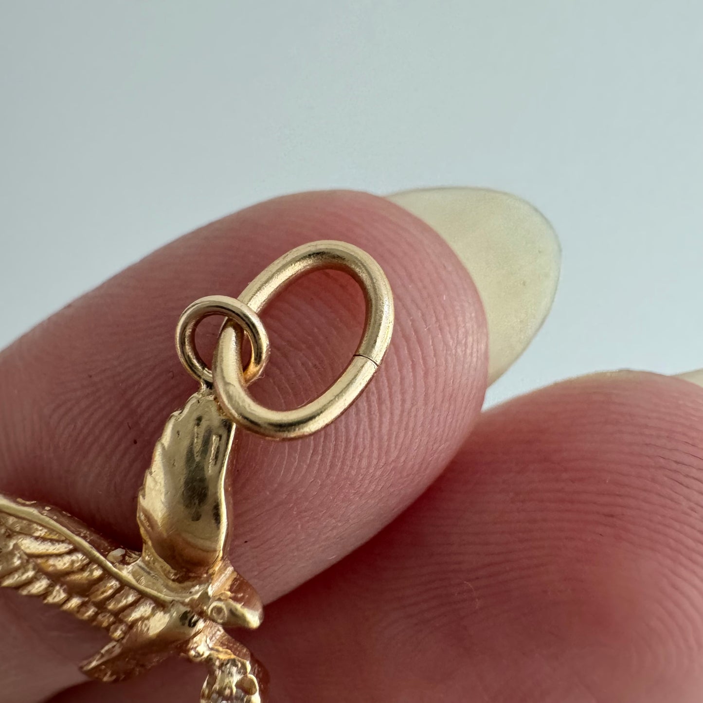 reimagined V I N T A G E // sparkly catch / 14k yellow gold bird in flight with a diamond prize / tie tack conversion pendant