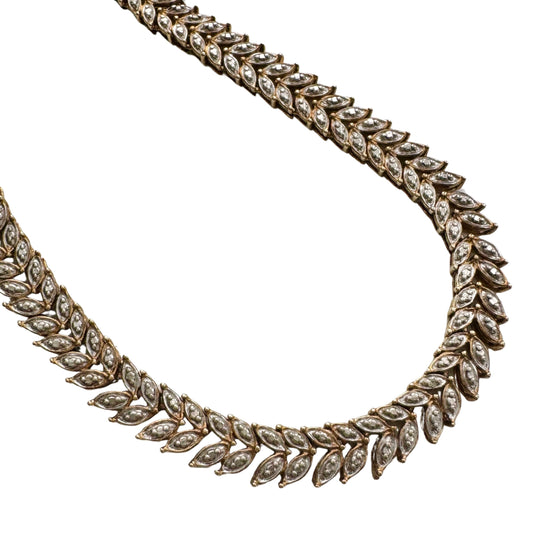 P R E - L O V E D // leafy illusion / sterling silver with gold plating / tennis necklace style / 18.25", 33g