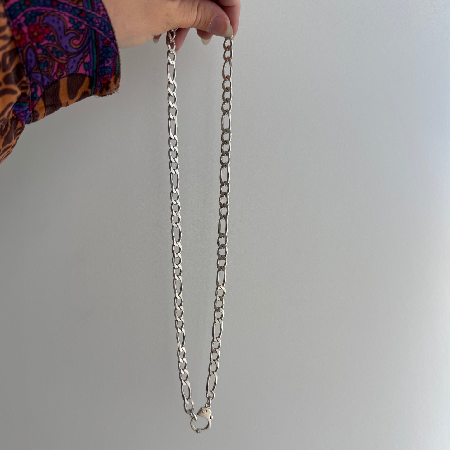 reimagined V I N T A G E // handcuff clasp / re-worked sterling silver figaro chain / 22.25", 33.7g
