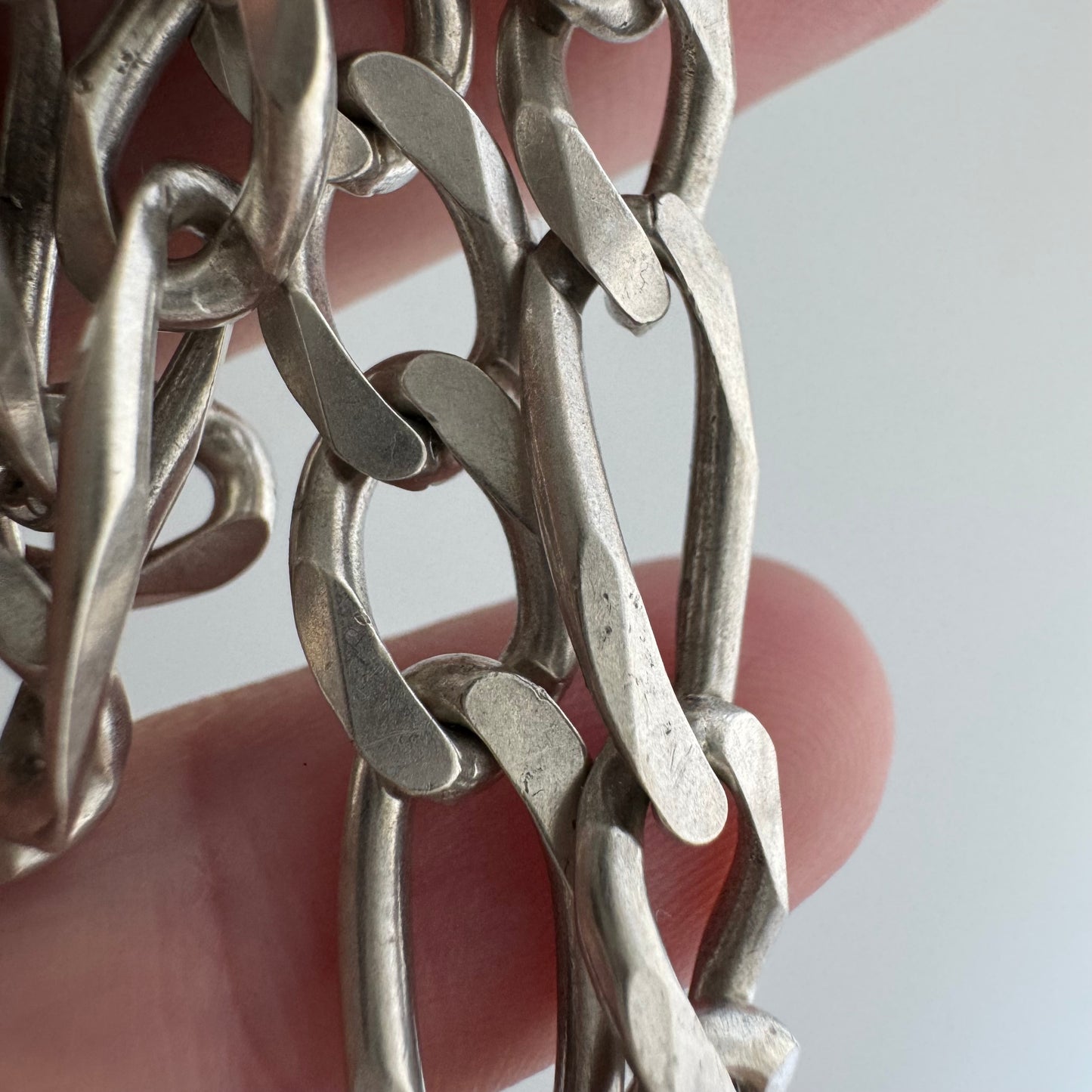 reimagined V I N T A G E // handcuff clasp / re-worked sterling silver figaro chain / 22.25", 33.7g