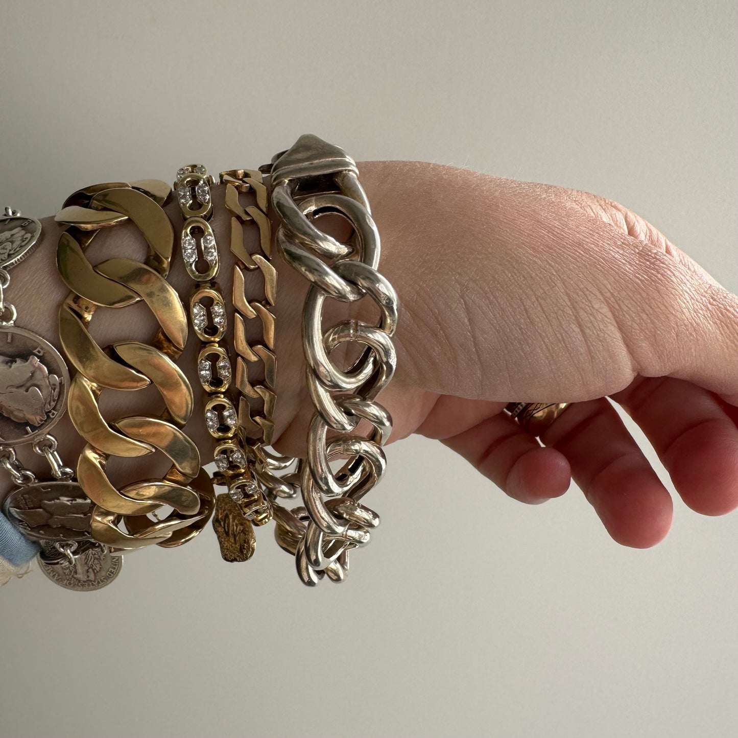 P R E - L O V E D // loose chunky curb / sterling silver puffy chunky bracelet / 8", 26g