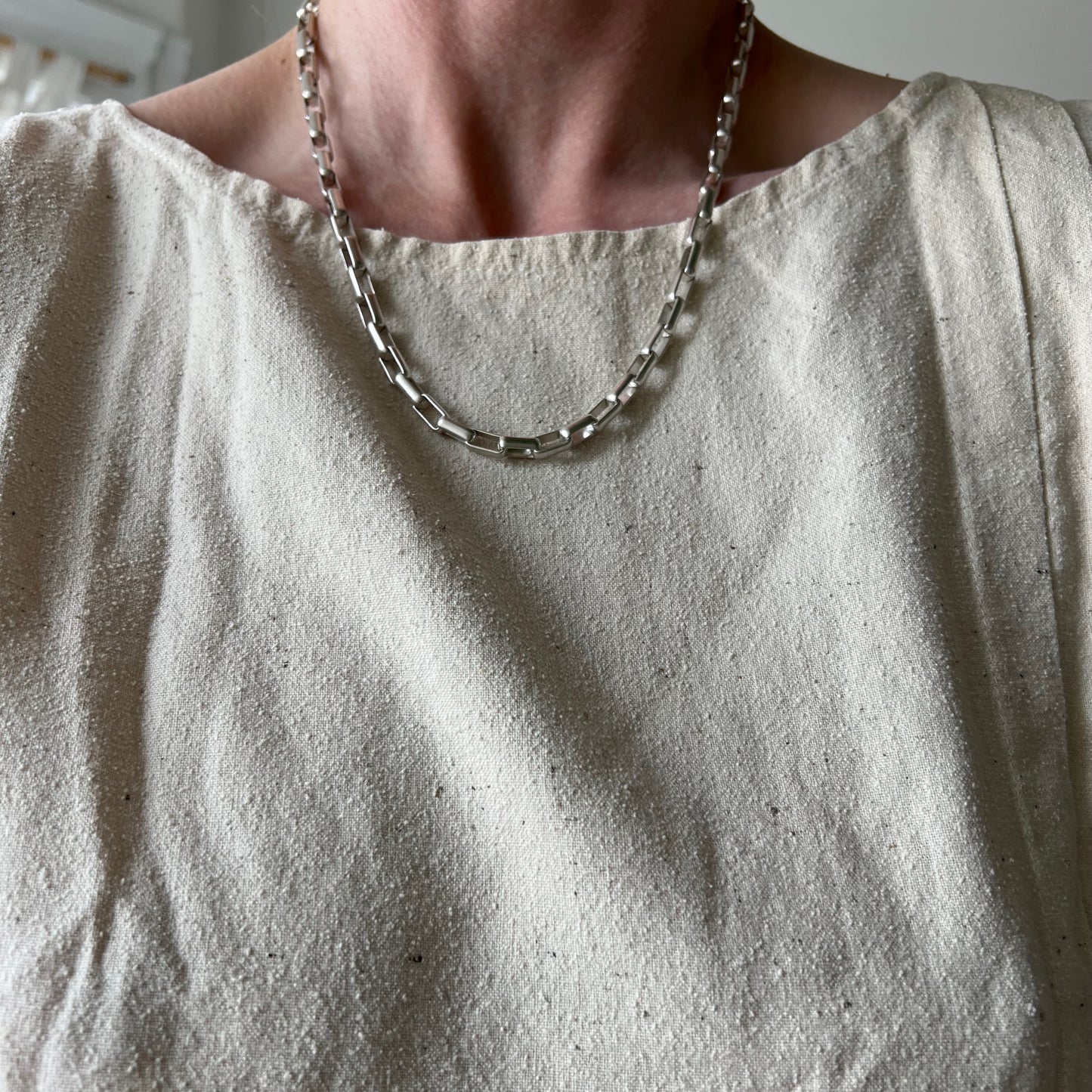 V I N T A G E // longest box / Italy sterling silver elongated box chain / 20.25" long 39.8g